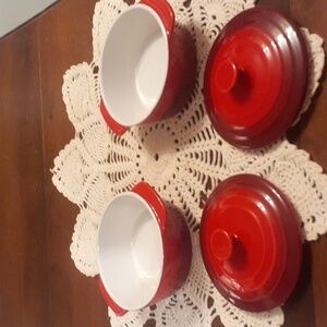 Mini Casserole oven bake dishes Berry Red  8 Oz. Set Of 2 With Lids